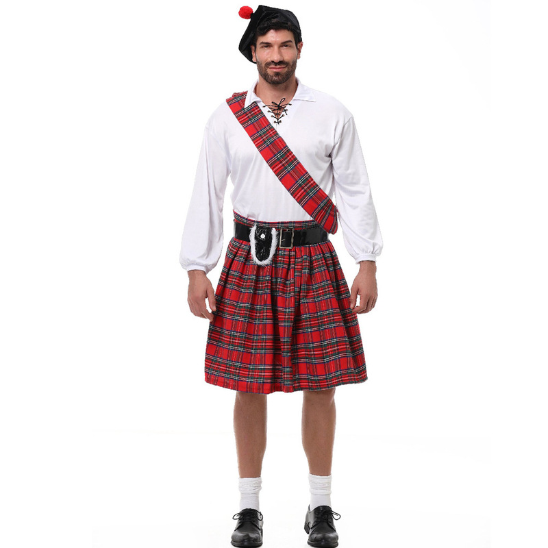 Ethnic Style Dresses - Le Cool Men's Scottish Red Plaid