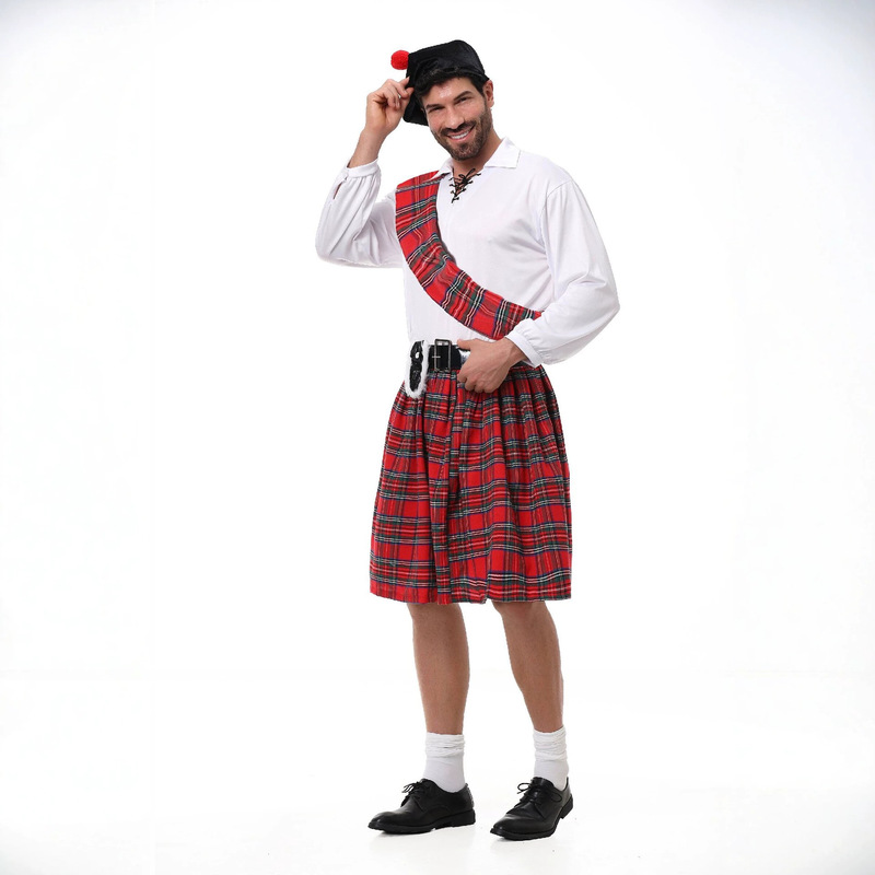 Le Cool Men's Scottish Red Pla - Ethnic Style Dresses 评论和价格