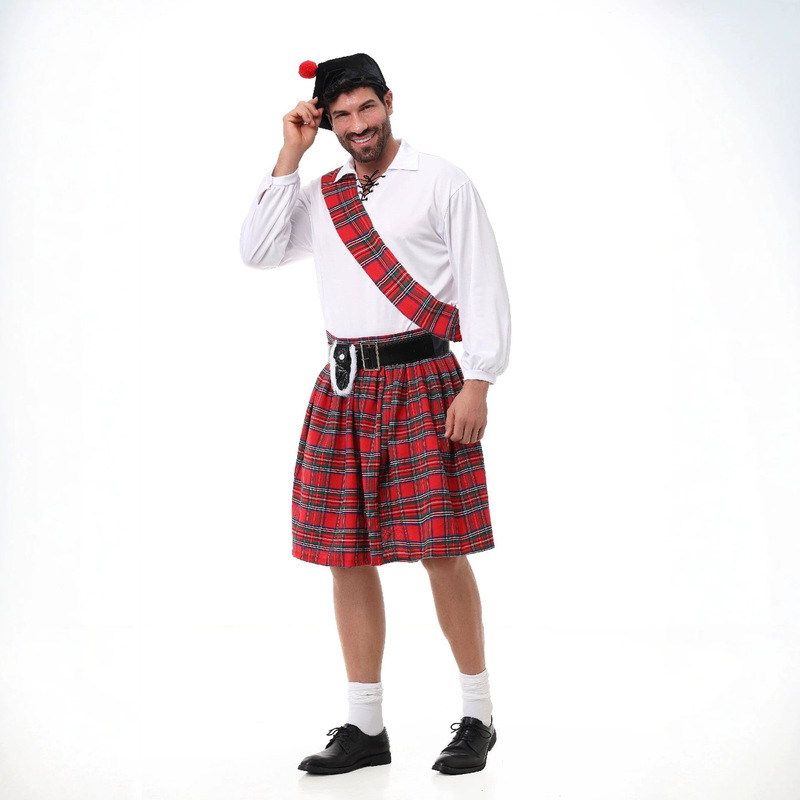 Le Cool Men's Scottish Red Pla - Ethnic Style Dresses 评论和价格